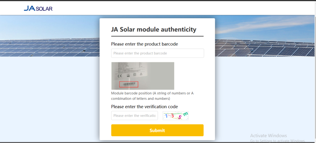 Step1 JA solar Verification