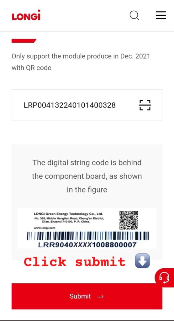 Step 2 to Add Barcode in Longi PV Module